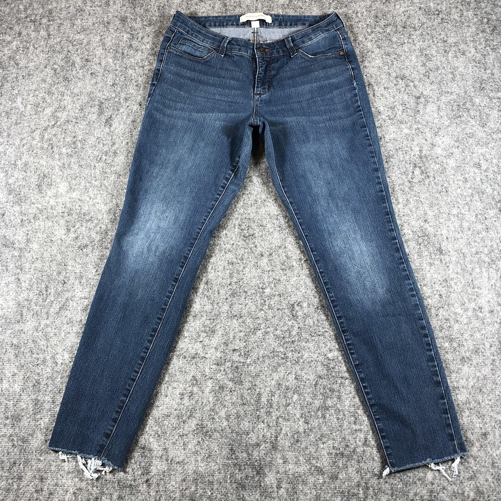 Vintage America Women's 6 Blue Skinny‎ Raw Hem Stretch Jeans